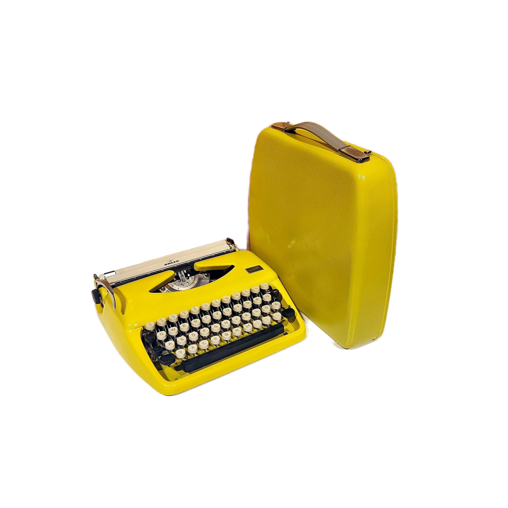 Adler Tippa Yellow Typewriter | Yellow Bag Typewriter | Typewriter like new | Old Typewriter | QWERTY Typewriter, QWERTZ Typewriter
