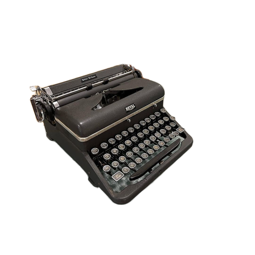 1946 Black Royal Quiet Deluxe Typewriter, Timeless Elegance Redefined: Royal Typewriter - Exquisite Nostalgia for Your Workspace, Grey Type