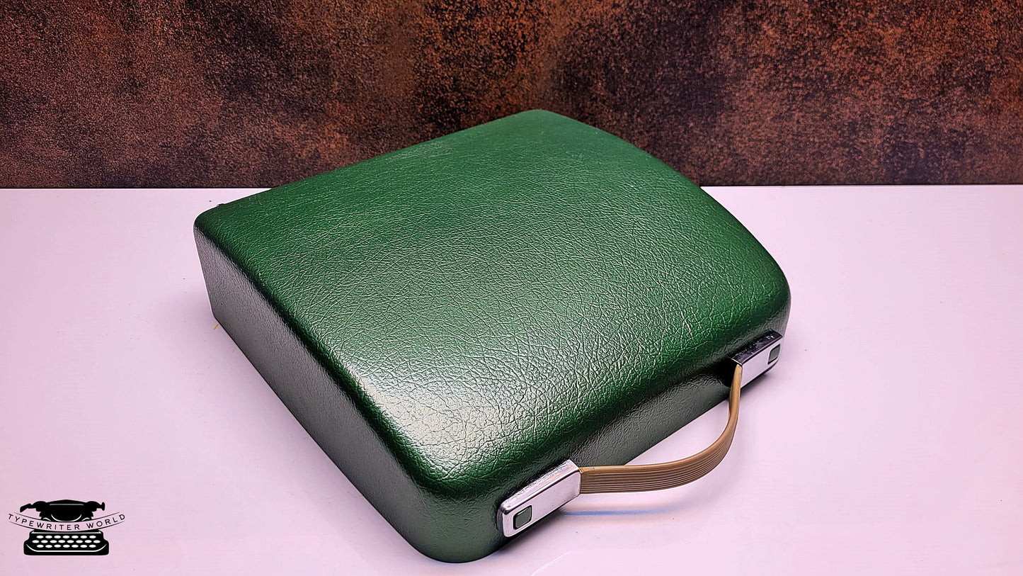 Olympia Splendid 33 66 Crystal Green Typewriter | Retro German Manual Typewriter w/ Burgundy Keys Case | Gift for Writers Collectors