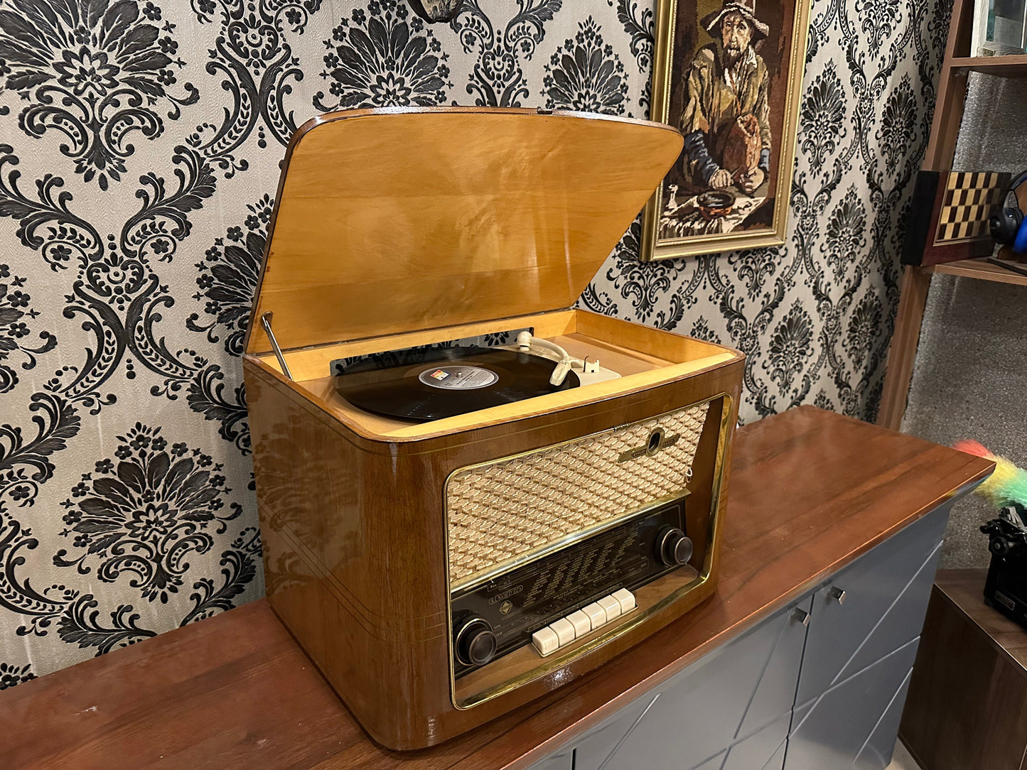 Germany Rekord225 Lamp Radio With RECORD | Vintage Radio | Orjinal Old Radio | Radio | Lamp Radio |