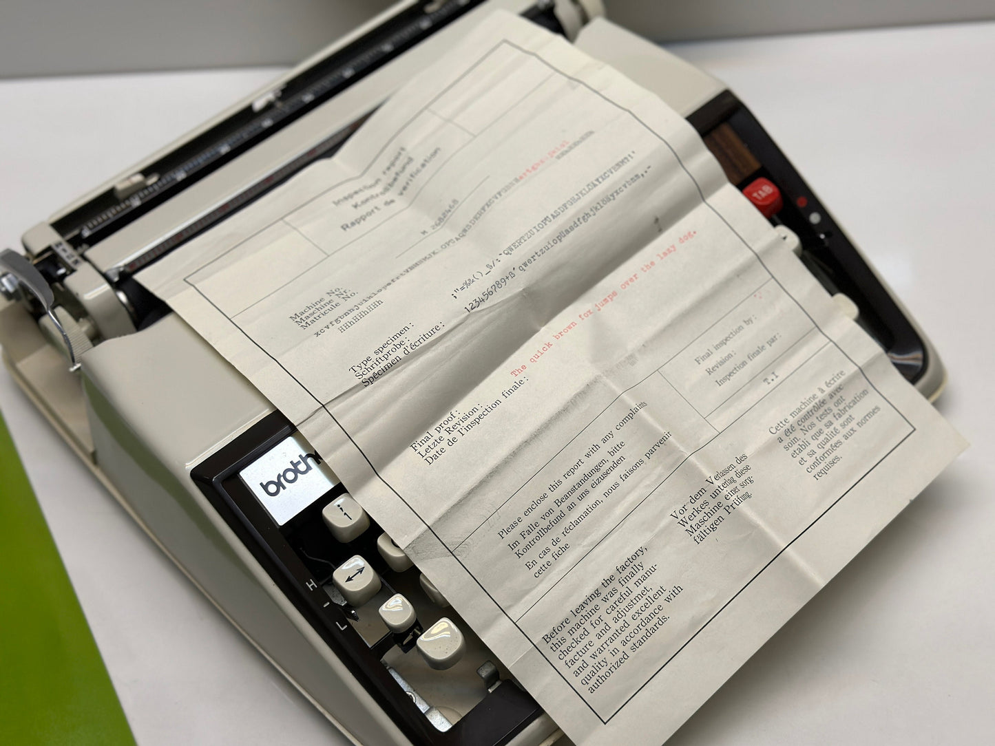 Brother Deluxe Typewriter - Vintage 1955 Edition in Classic Whiter - Warranty Included, Complete Documentation, Portable Case,