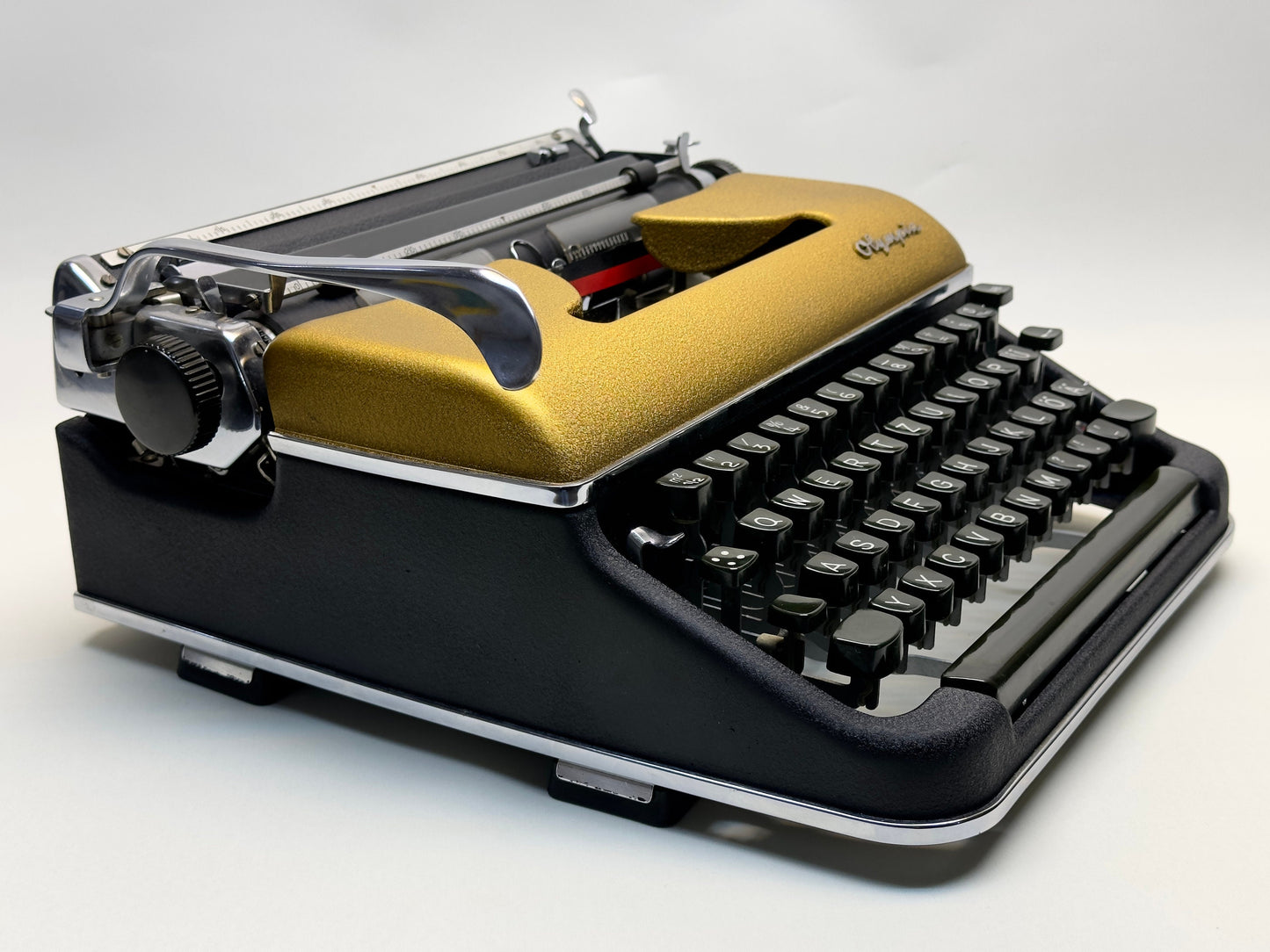 Olympia SM3 Typewriter - Gold Lid, QWERTZ Keyboard, Green/Black Dual-Color Keys - Highly Preferred Model, Best Seller (Without Case)
