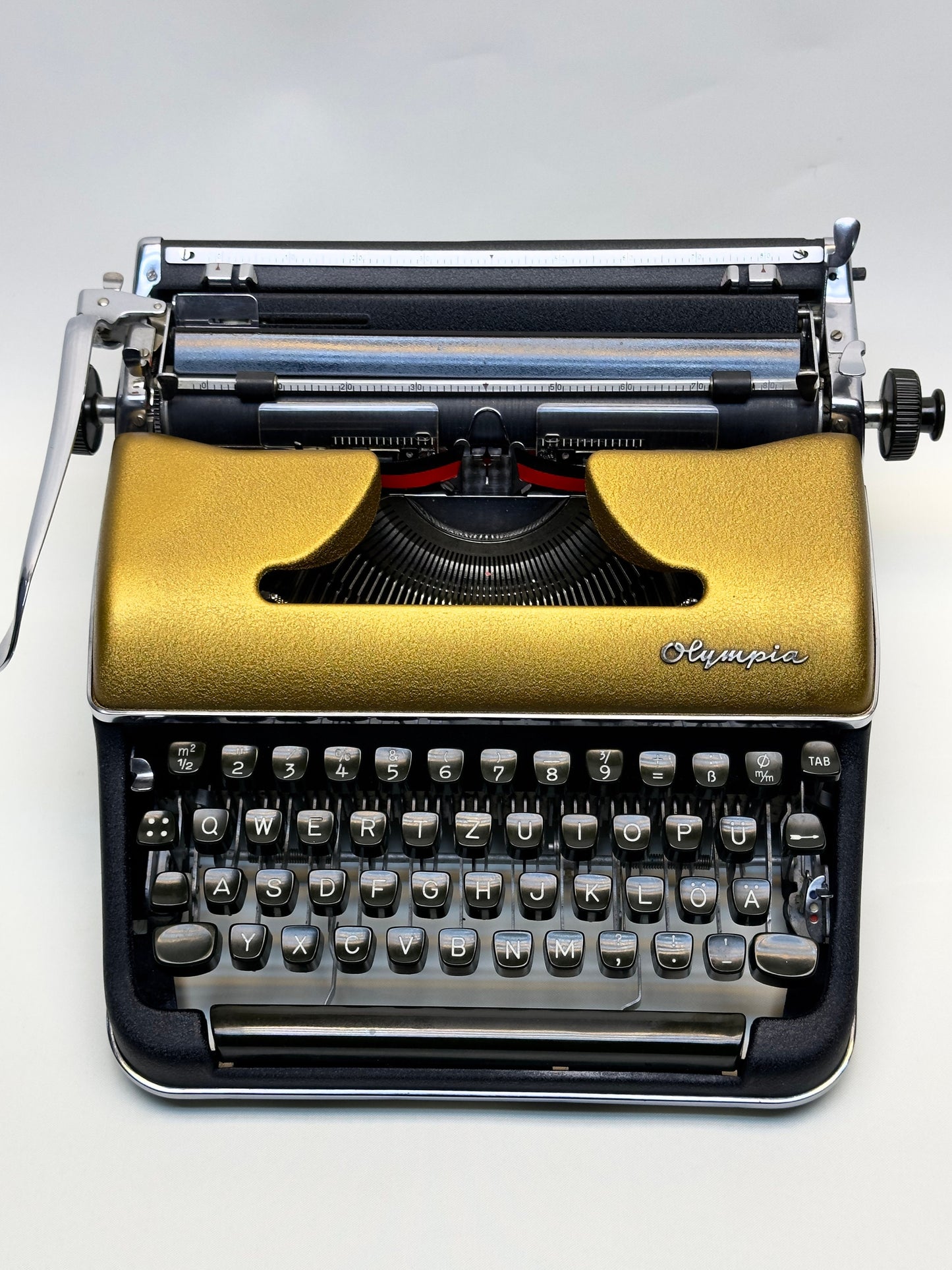 Olympia SM3 Typewriter - Gold Lid, QWERTZ Keyboard, Green/Black Dual-Color Keys - Highly Preferred Model, Best Seller (Without Case)