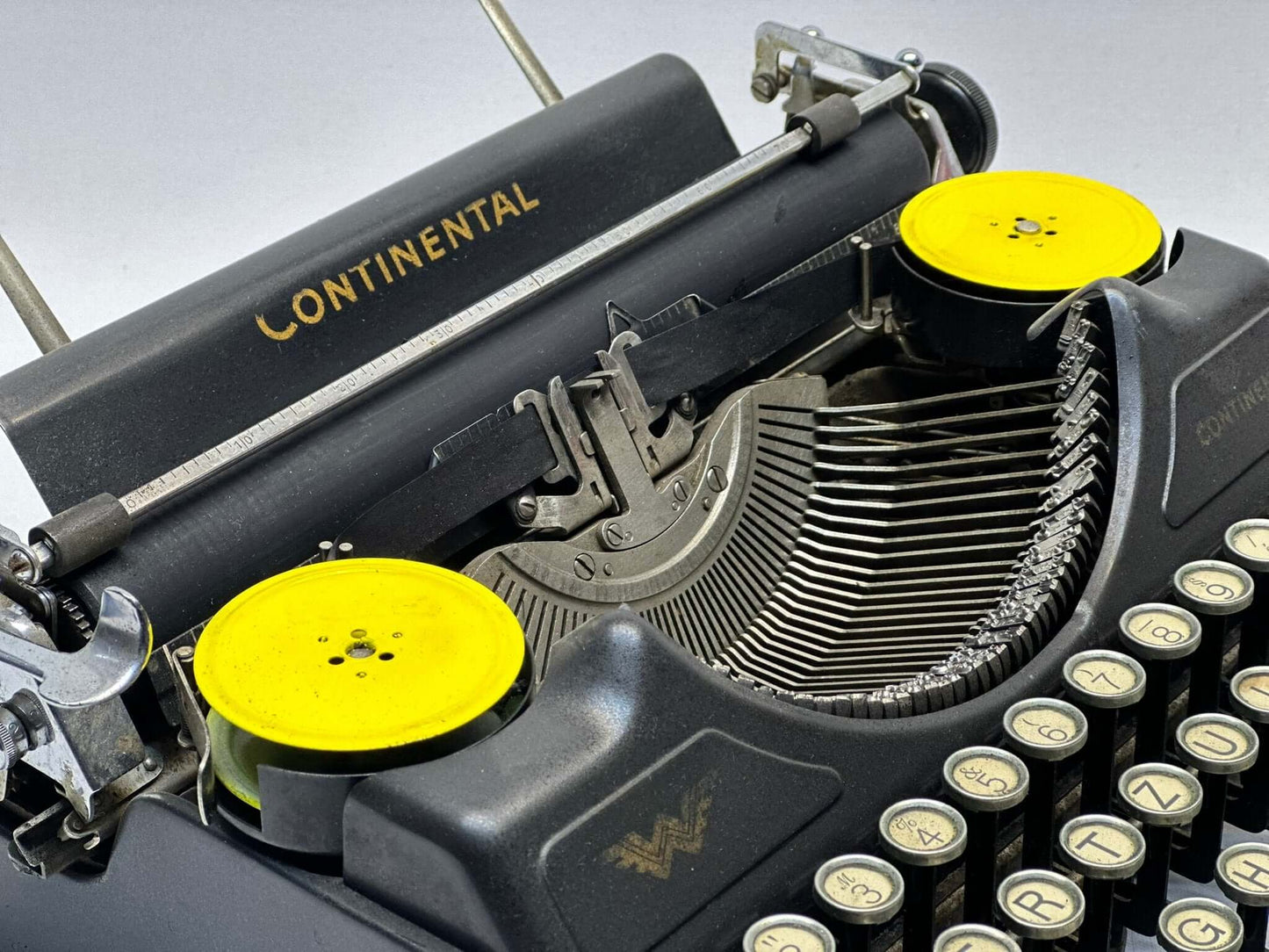 Vintage Black Continental Typewriter - 1940 Model with QWERTZ Layout and Glass Key Keyboard, Antique Typewriter, Europe Typewriter