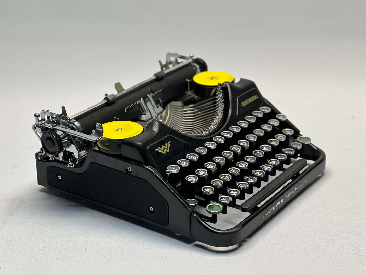 Antique Typewriter Classic Black Continental Typewriter - Vintage 1940 Model with QWERTZ Layout and Glass Key Keyboard