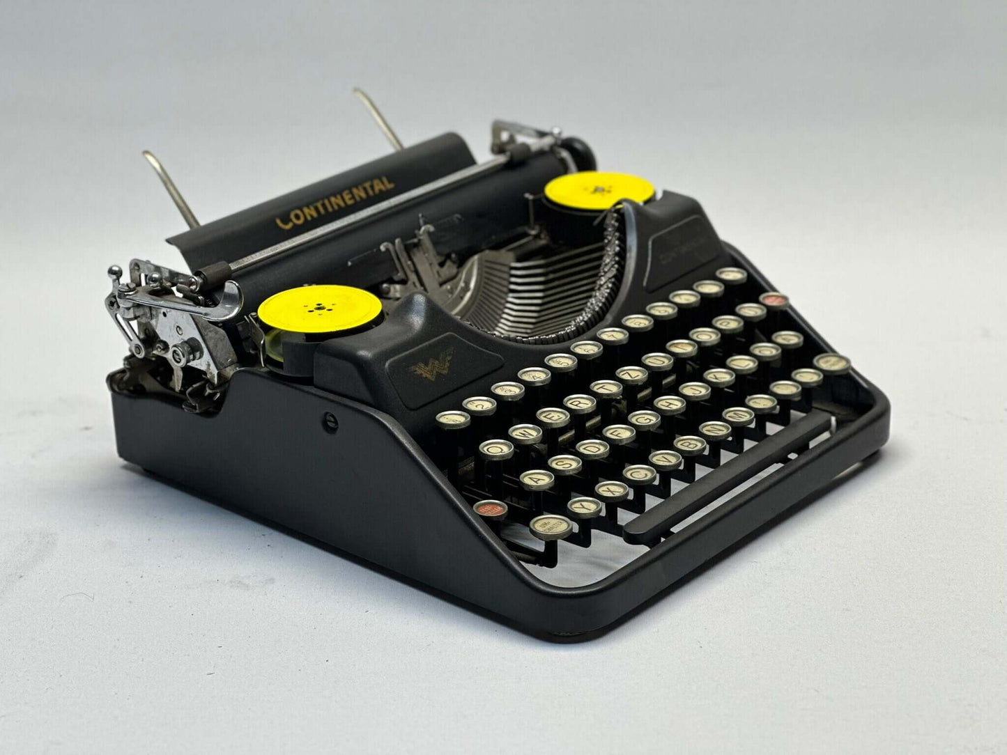 Vintage Black Continental Typewriter - 1940 Model with QWERTZ Layout and Glass Key Keyboard, Antique Typewriter, Europe Typewriter