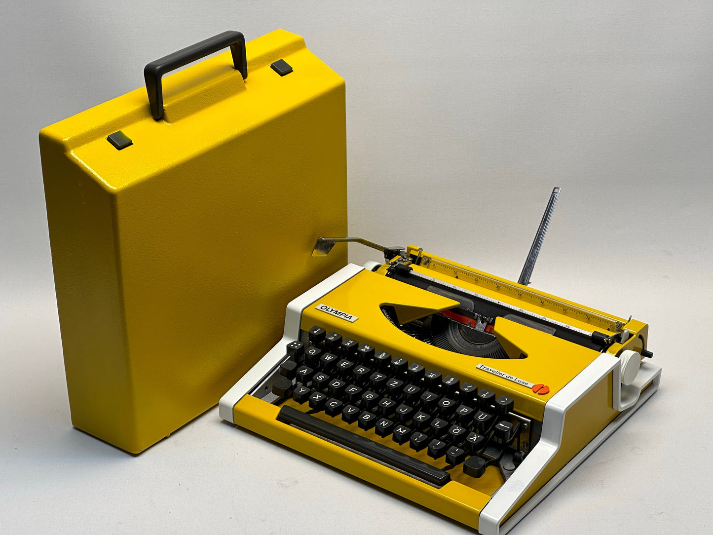 RARE! Olympia Traveller Typewriter - Antique Typewriter - Vintage 1955 Edition in Radiant Yellow