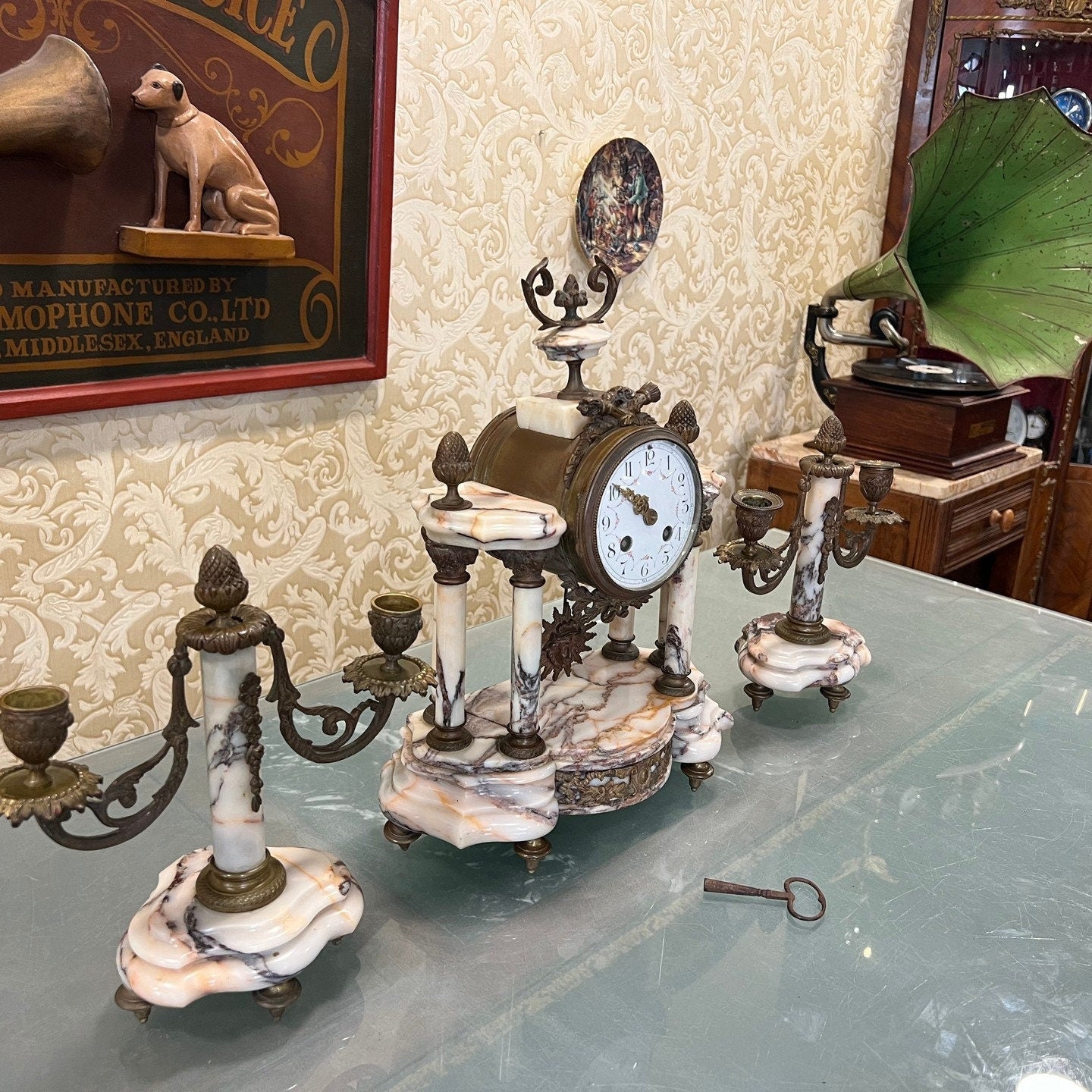 Collectible Antique French Marble Base Mantel Clock - Perfect Condition, Fully Functional, Elegant Design