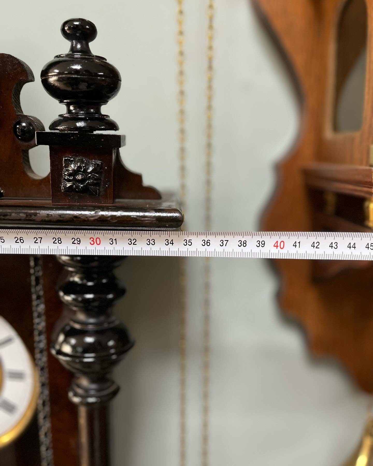 Antique Wall Clock with Wind-Up Mechanism and Gong Chime | 80x35 cm | Wooden Case | Collectible Vintage Timepiece