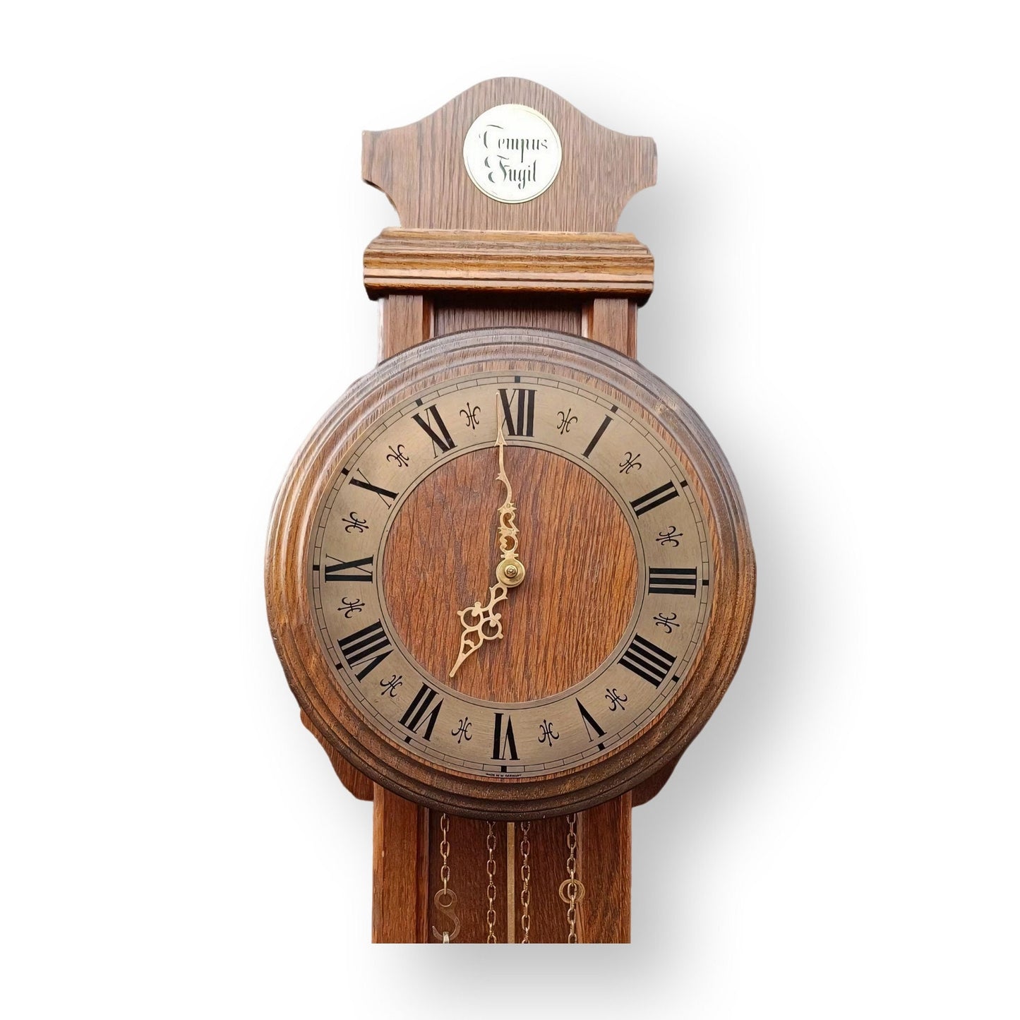 Antique Tempus Fugit Wall Clock | 1960s | German Made | Dual Weight Winding Mechanism | Fully Functional