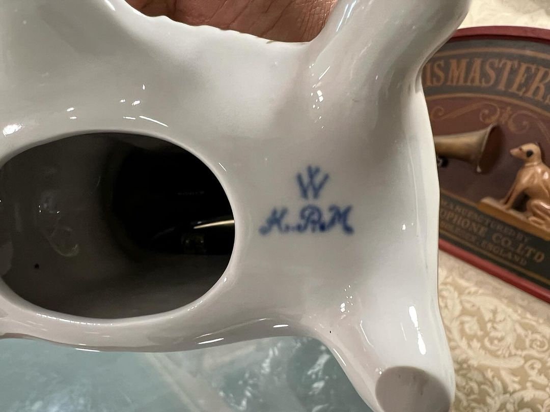 Antique Capodimonte Porcelain Clock bottom view with maker's mark