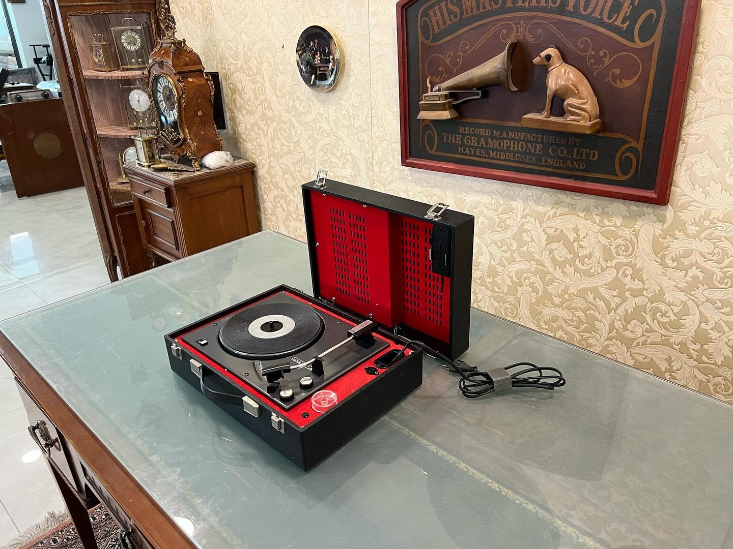 French His Master's Voice Portable Record Player | All Speeds Including 78 RPM | High Condition | Fully Functional- Turntable