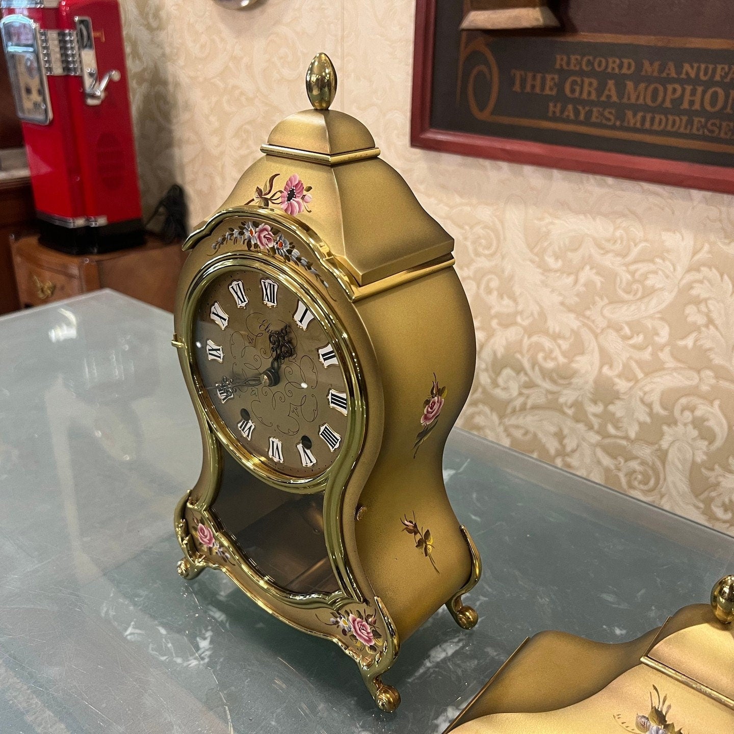 Gold Collectible Antique Eluxa Wall Clock with Stand - Perfect Condition, Fully Functional