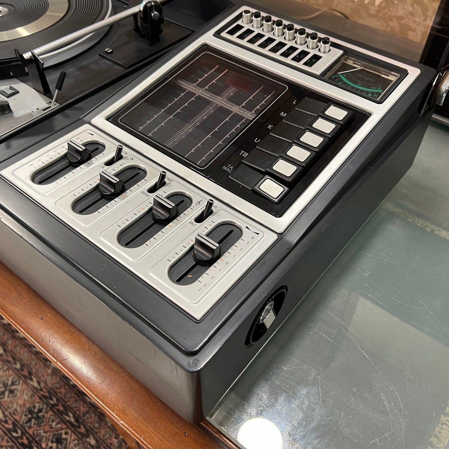 Antique Rosita Stereo Combo Turntable | Dual 1222 Auto | 7-Channel FM Radio & Cassette | Philips Speakers- Turntable