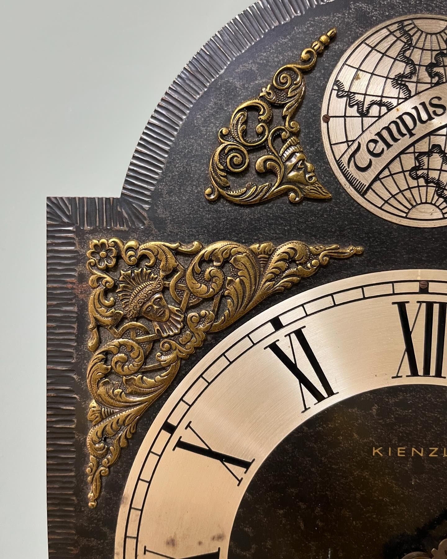 Antique German Wall Clock with Chain Wind and Gong Chime | Brass Accents | 33x25 cm