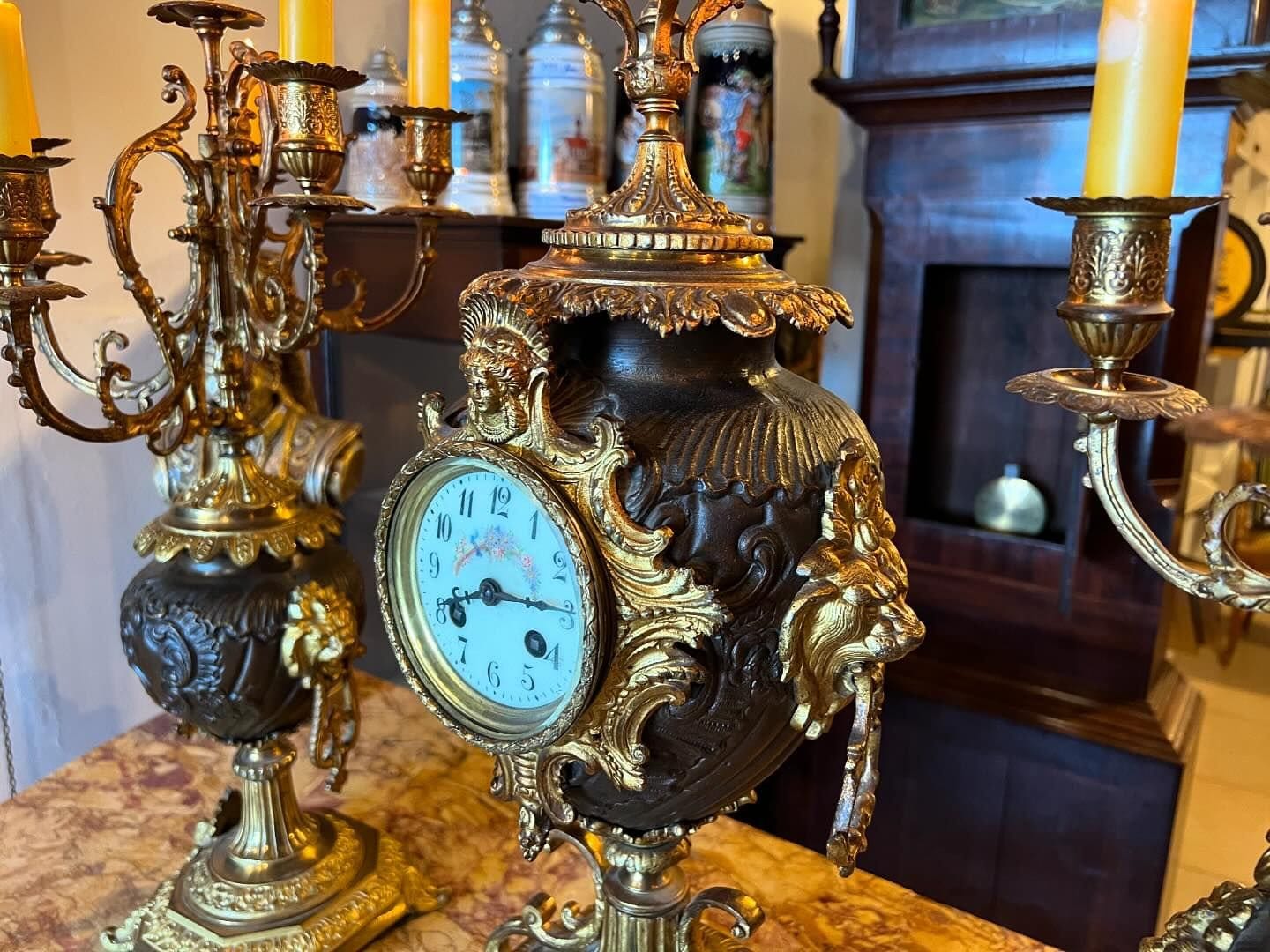 Full Bronze Mantel Clock | Exquisite Details | Excellent Condition | Rare Collectible | Vintage Home Decor