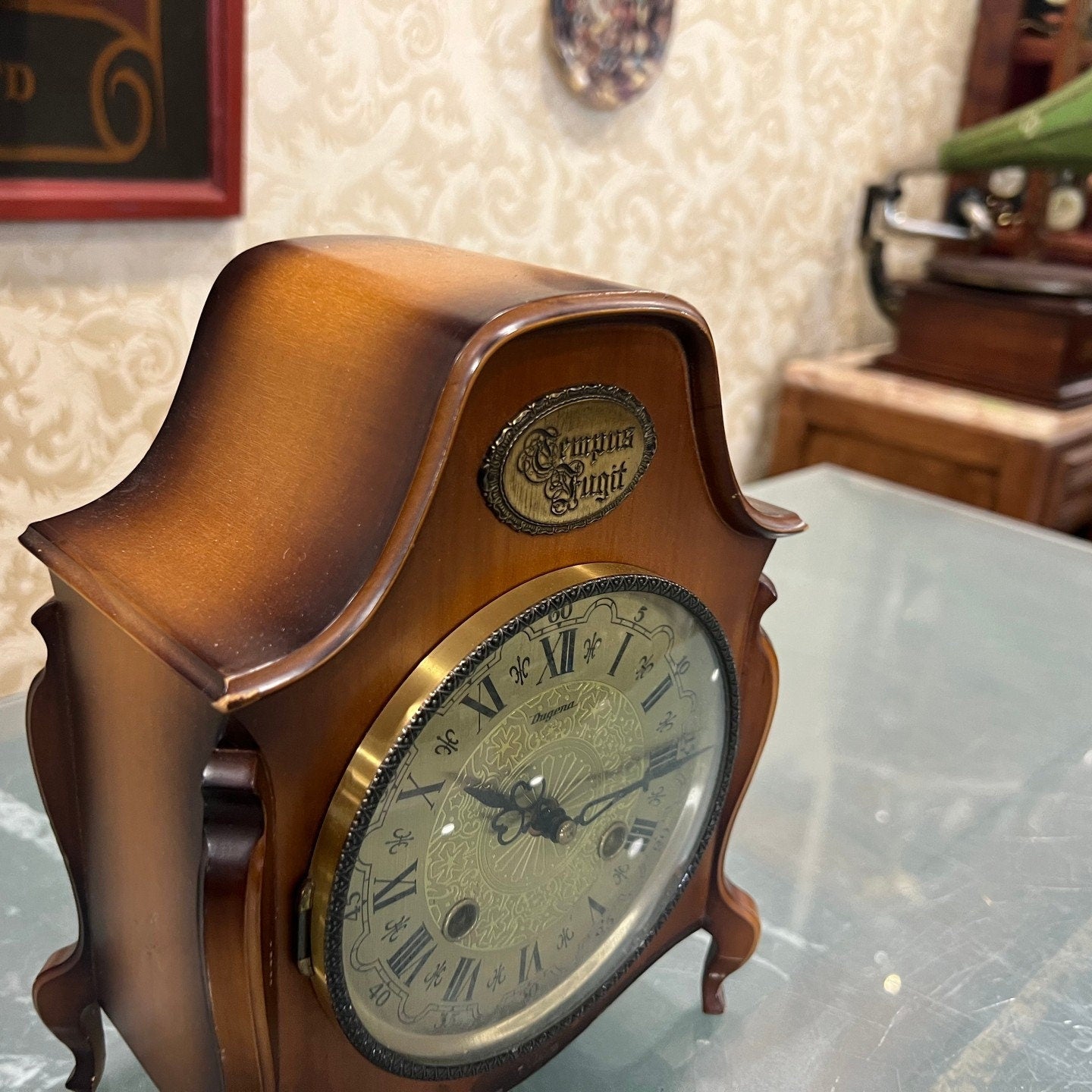 Collectible Tempus Fugit Wooden Table Clock | Excellent Condition | Fully Functional | Vintage Home Decor