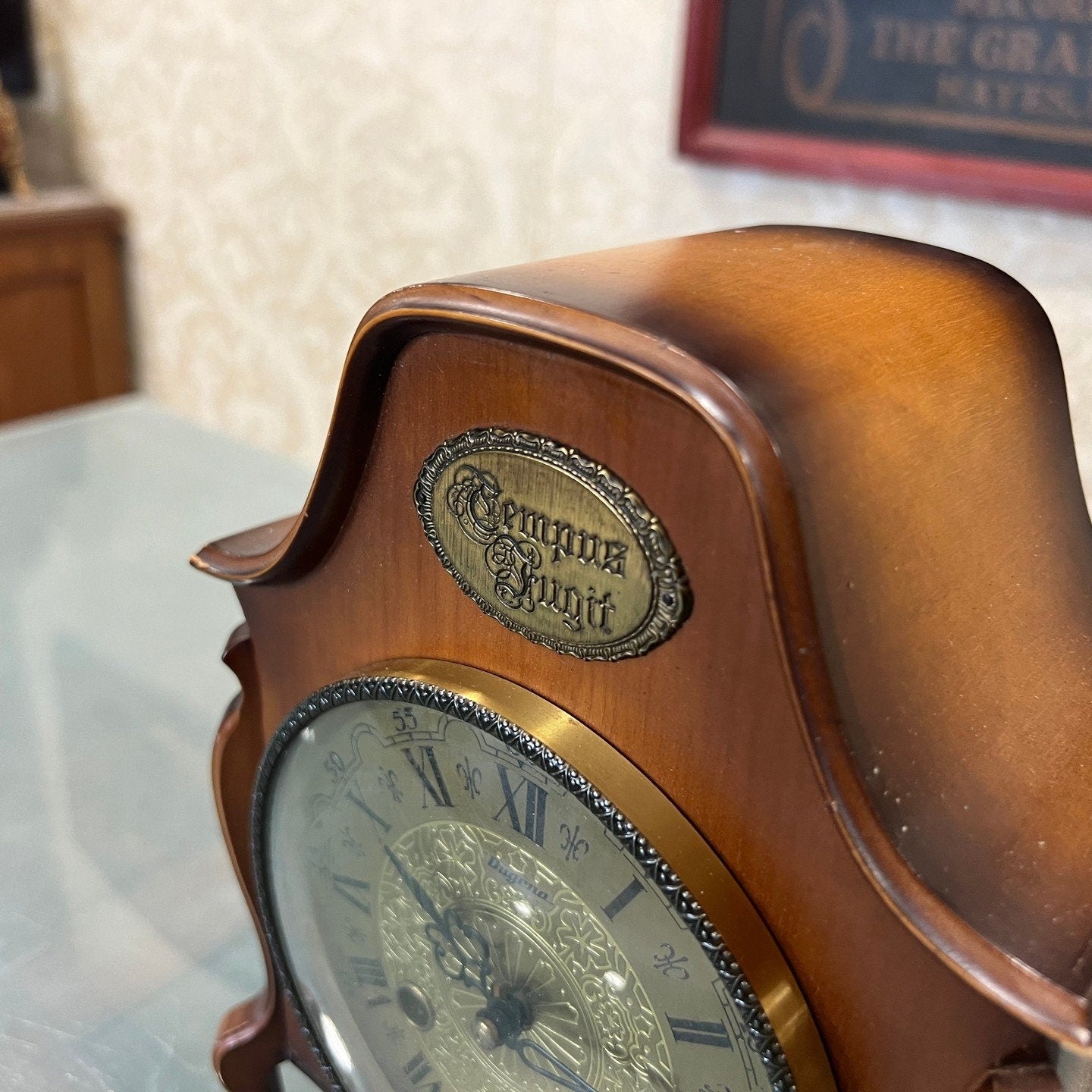 Collectible Tempus Fugit Wooden Table Clock | Excellent Condition | Fully Functional | Vintage Home Decor