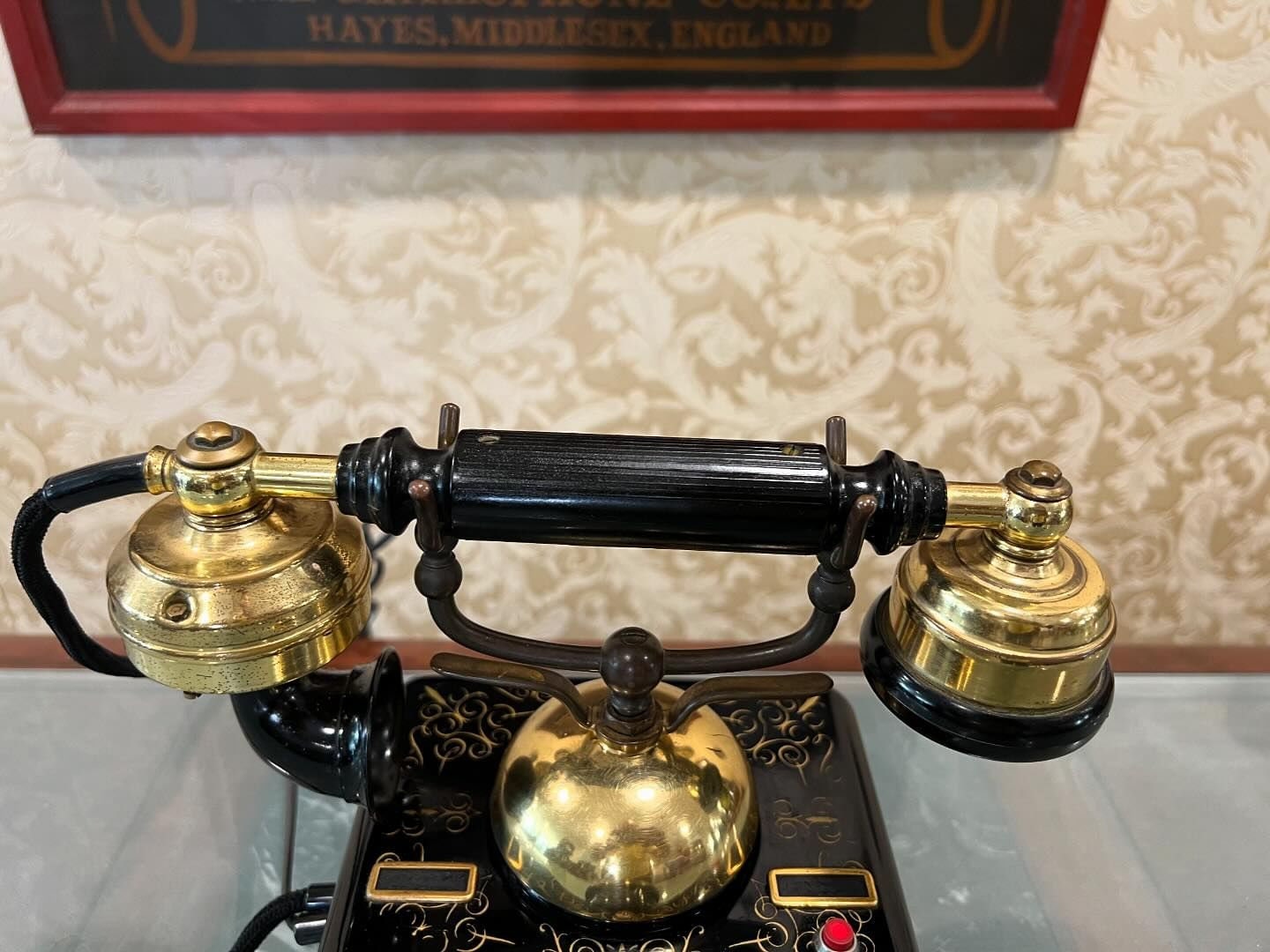 Antique German Metal Telephone - High Condition, Fully Functional