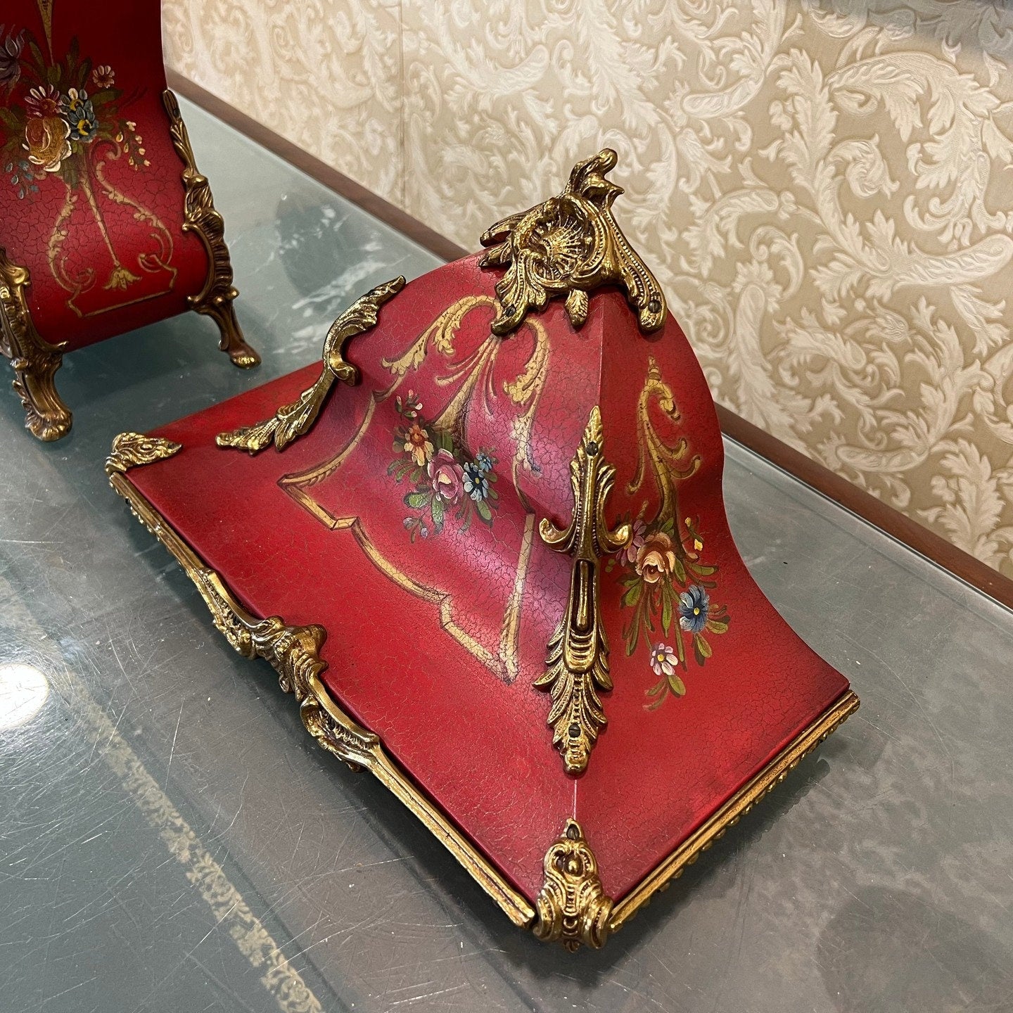 Exquisite Italian Hand-Painted Pedestal Mantel Clock - High Condition, Fully Functional
