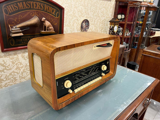Antique German Oberon Tube Radio with Turntable | Original FM | Front-Loading Turntable | Rare Find | Excellent Condition