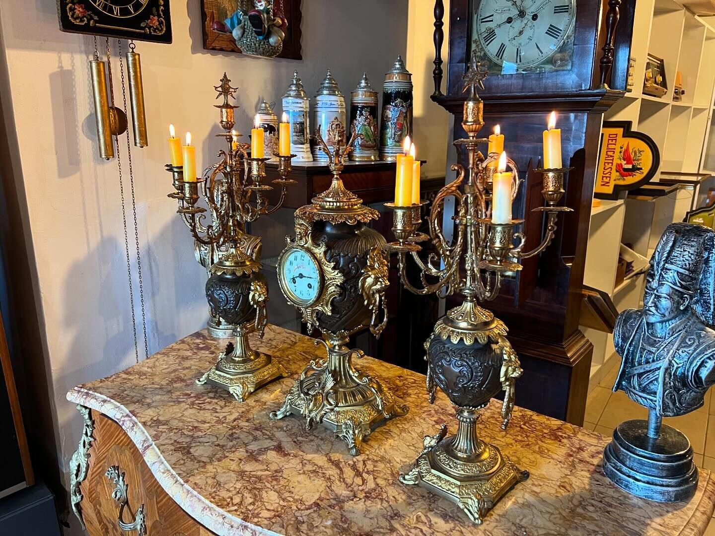 Full Bronze Mantel Clock | Exquisite Details | Excellent Condition | Rare Collectible | Vintage Home Decor