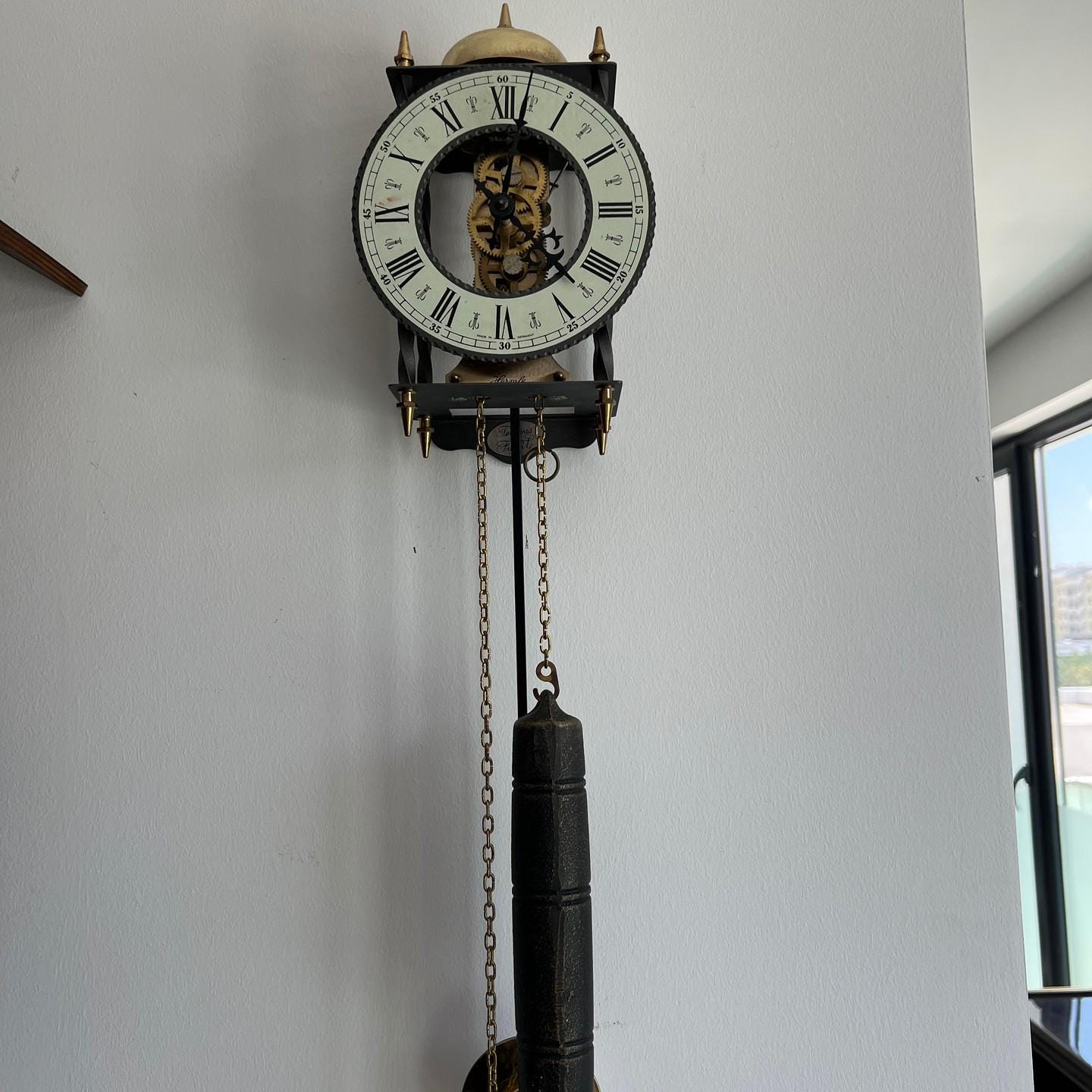 Rare German Skeleton Wall Clock - Antique, Fully Functional, Unique Design, Excellent Condition