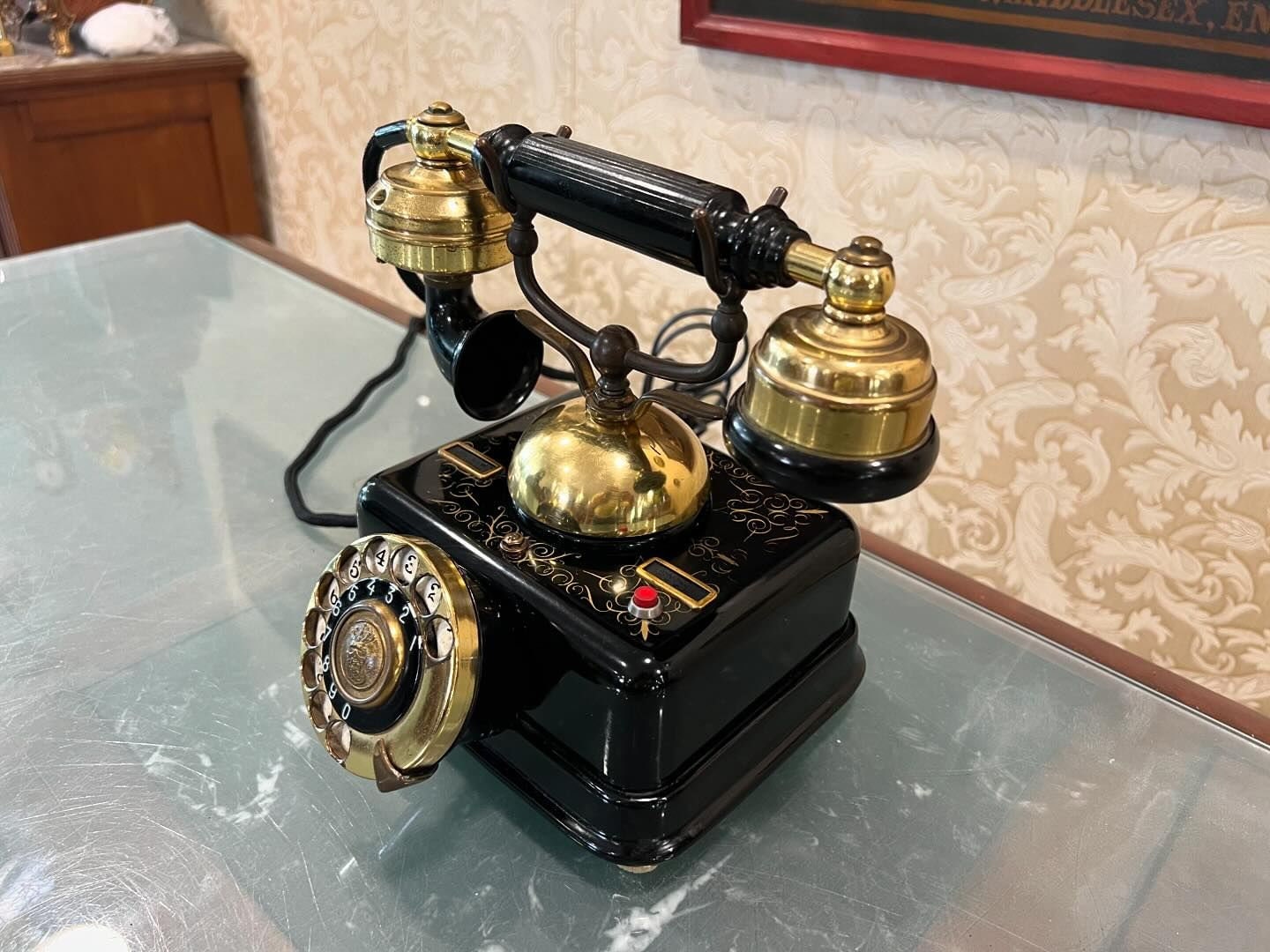 Antique German Metal Telephone - High Condition, Fully Functional