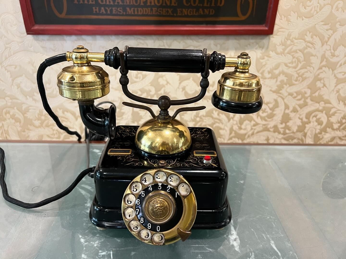 Antique German Metal Telephone - High Condition, Fully Functional