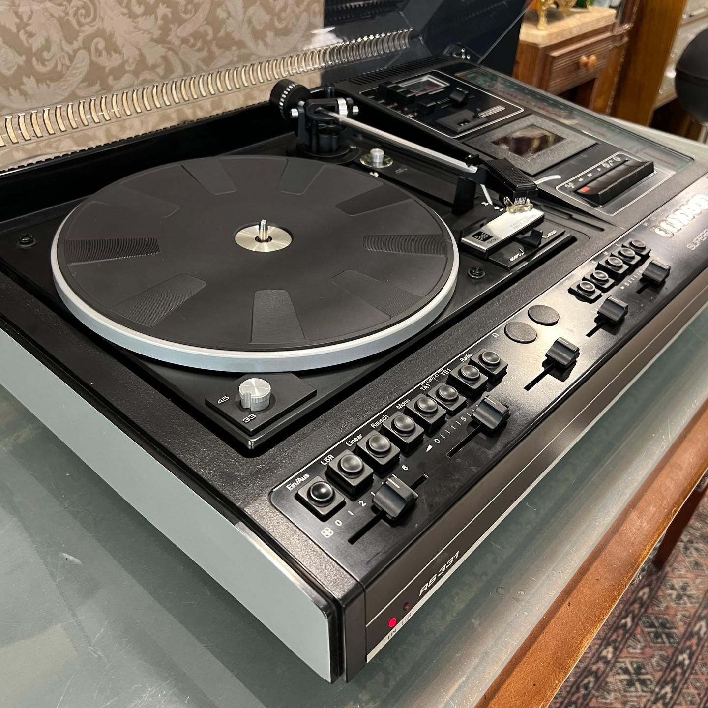 Vintage Siemens RS 331 Record Player with Dual 1236, FM Radio, Cassette Player, 3-Way Speakers, High Quality Sound - Turntable