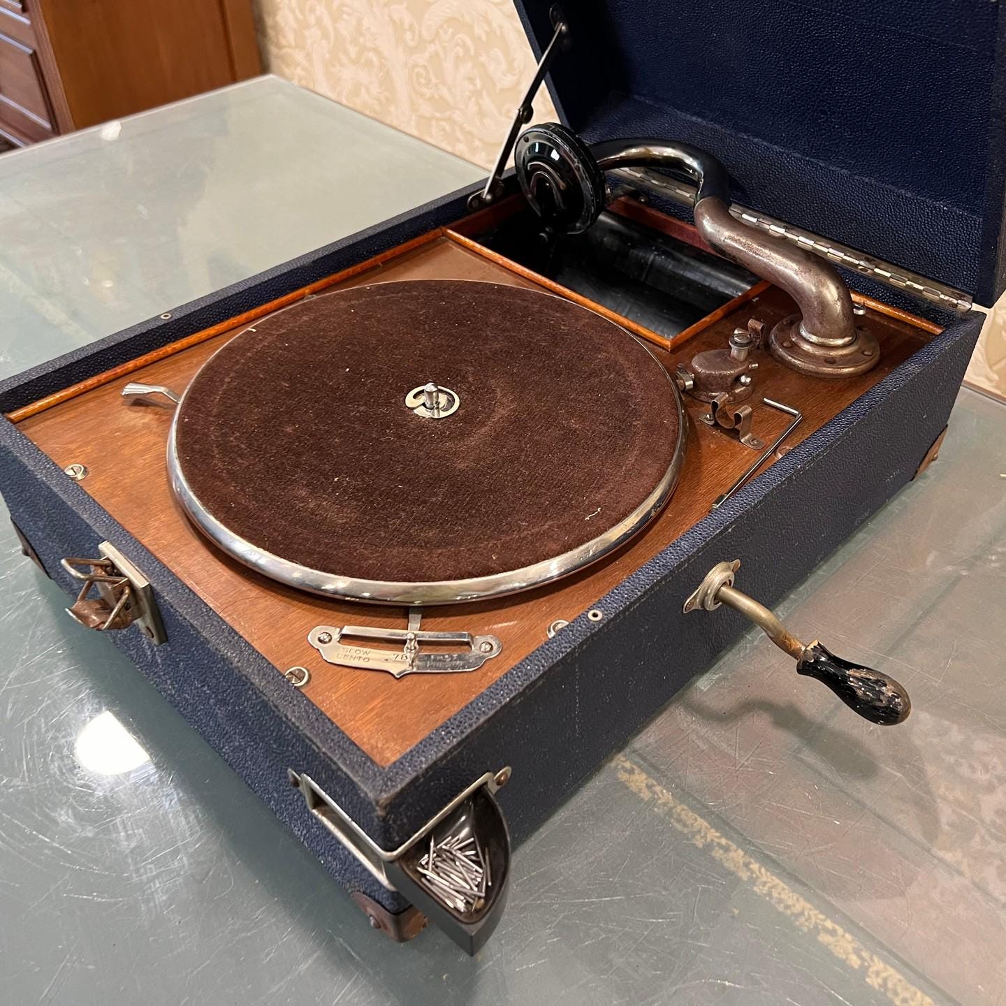 Antique Edison Bell Portable Gramophone with Thorens Head, Fully Functional, Excellent Condition- Turntable
