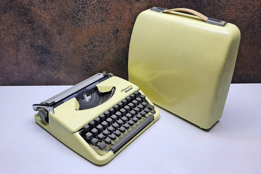 Vintage Beige Olympia Splendid 33/66 Typewriter with Grey Keyboard and Matching Case | Refurbished Writing Tool - Perfect Gift for Writers