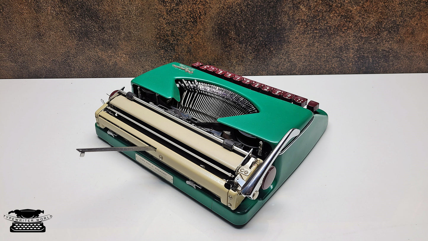 Fully Restored Olympia Splendid 33/66 Matte Green Typewriter with Case and Mechanical Keyboard | Classic Writing Tool for Creatives QWERTY