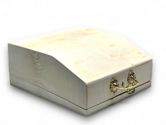 Universal Ivory Wood Typewriter Case with Lock | Handmade Light Wood Box for Manual Vintage Typewriters | Velcro Interior Securing System