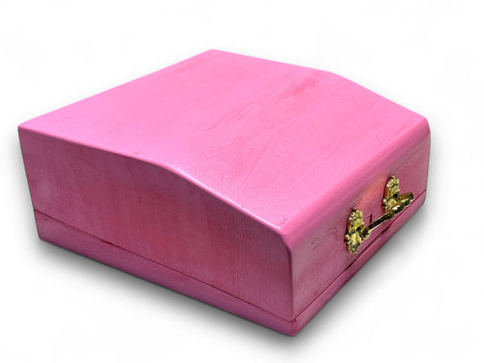 Universal Pink Wood Typewriter Case with Lock | Handmade Retro Wooden Storage Box for Manual Typewriters | Vintage Display Case