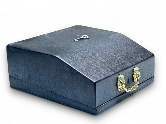 Universal Black Wood Typewriter Case with Lock | Retro Handmade Storage Box for Vintage Manual Typewriters | Velcro Secured Interior