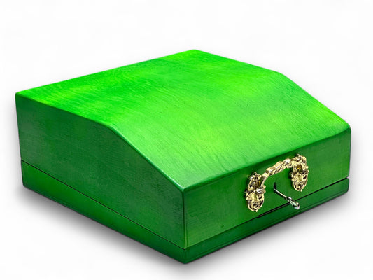 Universal Green Wood Typewriter Case with Lock | Handmade Retro Box for Manual Vintage Typewriters | Velvet Interior Protection