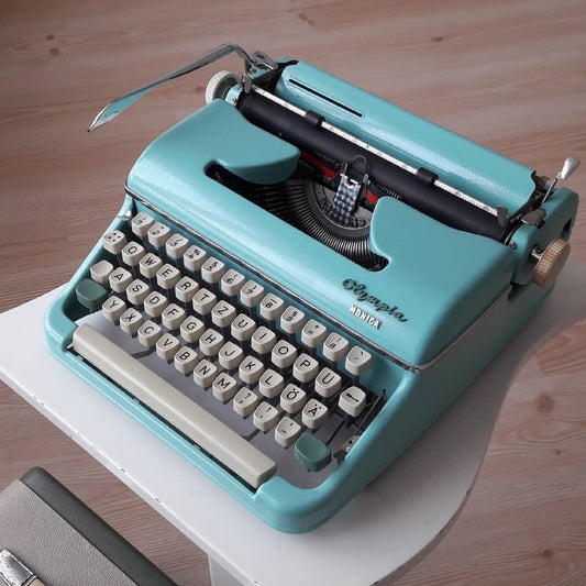 Olympia Monica 1960 Typewriter | Blue Typewriter | Working Typewriter | Old Typewriter | Antique Typewriter | Vintage Typewriter