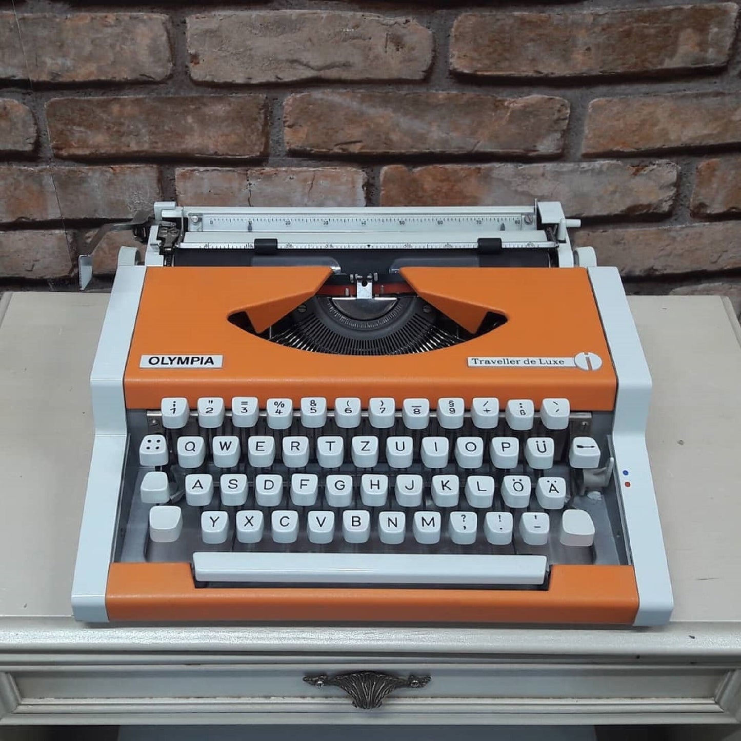 Olympia Traveller Deluxe Orange Typewriter, Functional Vintage Typewriter, Retro Writer Gift, Home Office Decor, Working Typewriter