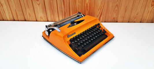 Perfect Gift! Adler Contessa Typewriter | Vintage Orange Typewriter | Antique Collectible