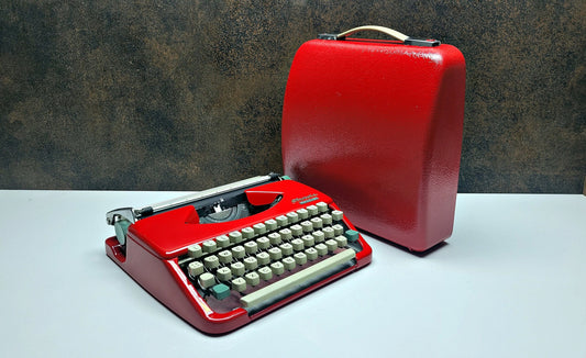 Vintage Olympia Splendid 33 Red Typewriter - Retro Mechanical Collectible for Office Decor - Industrial Steampunk - Steampunk decor - Gift