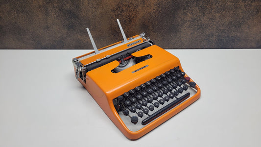 Vintage Orange Olivetti Manual Typewriter | Fully Serviced - Working Retro Gift for Writers & Collectors | Office Decor