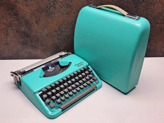 Rare German Olympia Splendid 33/66 Typewriter Turquoise Gray Keys + Case | Manual Portable Vintage Writing Machine Fully Refurbished
