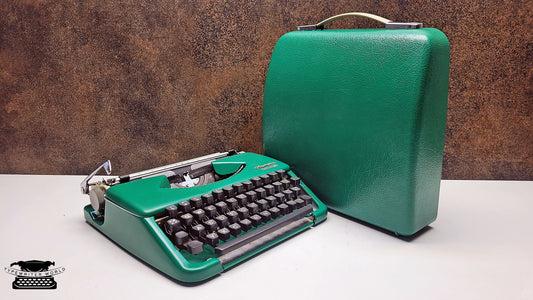 Portable Olympia Splendid 33/66 Green Manual Typewriter | Vintage QWERTY Machine with Black Keys | Best Gift for Writers