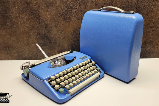Vintage Olympia Splendid 33/66 Blue Manual Typewriter - Retro Mechanical Collectible - Unique Valentine's Day Gift Idea