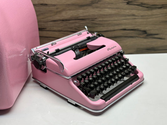 Pink Olympia SM3 Manual Typewriter with Matching Pink Case | Premium Vintage Gift for Writers & Collectors | Retro Office Decor