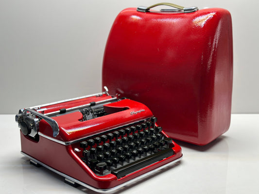 Red Olympia SM3 Typewriter - Refreshed Aesthetics, Red Carrying Case, and Unique,Best Gift,Antique Gift,Red Typewriter,typewriter working