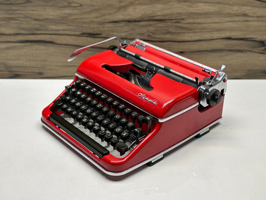 Olympia SM3 Red Manual Typewriter | Rare Vintage Collectible for Writers & Decor | Retro Mid-Century Valentine’s Gift Idea | Works Perfectly