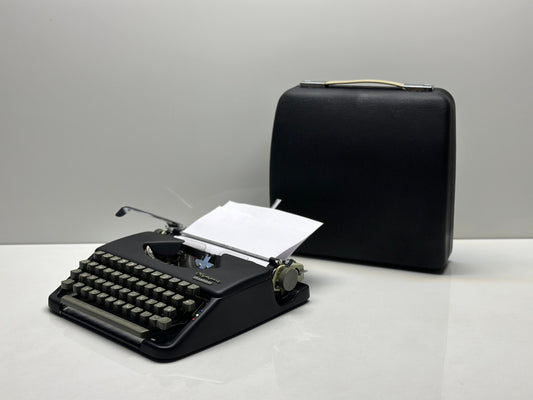 Customized Olympia Splendid 33/66 Typewriter - Black Body, Dual-Color/Single-Color Capability, Refurbished with Black Bag