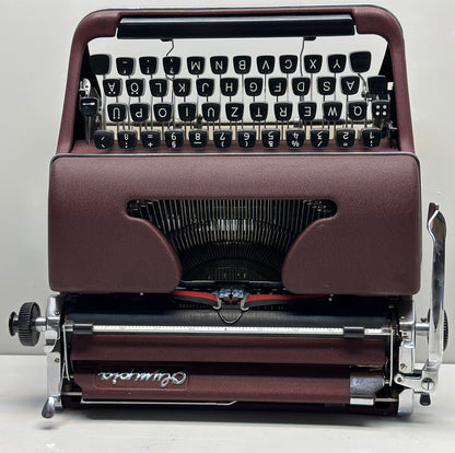 Olympia SM2 Bordeaux Colored Typewriter - Black Keys, Dual-Color Writing Feature with Red and Black Letter Combinations